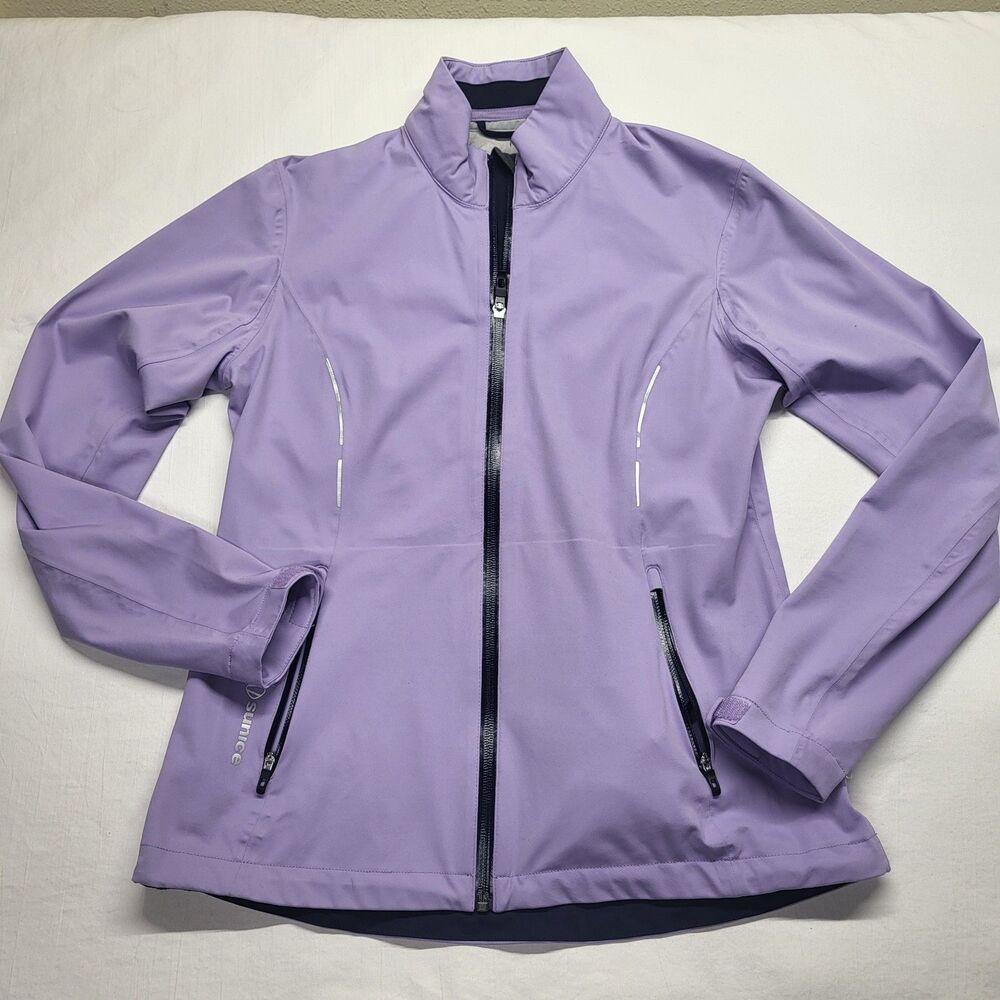 Sunice Jacket Small Petite Zephal Full Zip Golf Windbreaker Reflective Lavender
